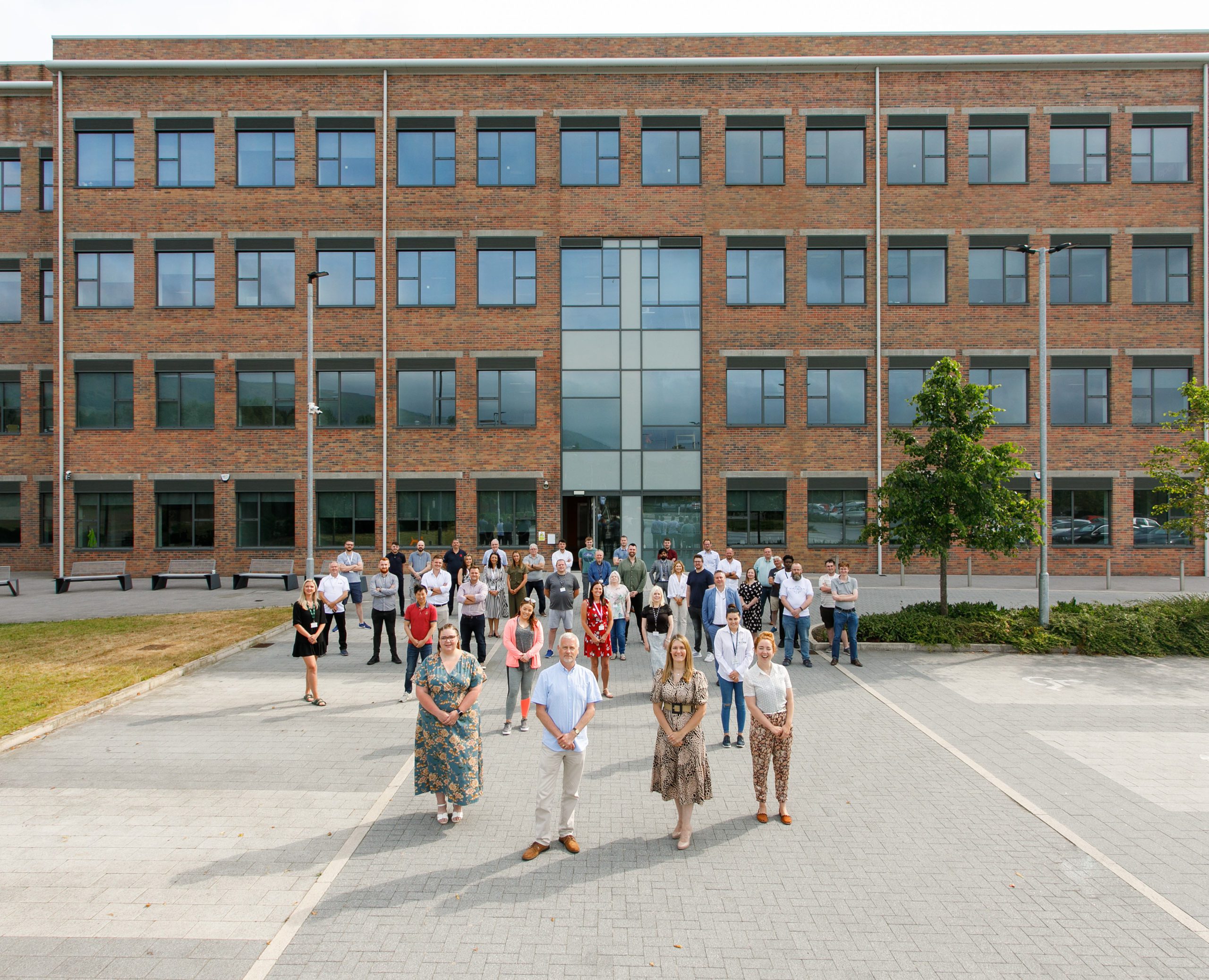 Large Group Photo Outside Innovation Factory Belfast