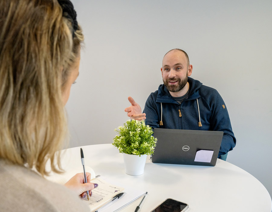 Two people having a meeting